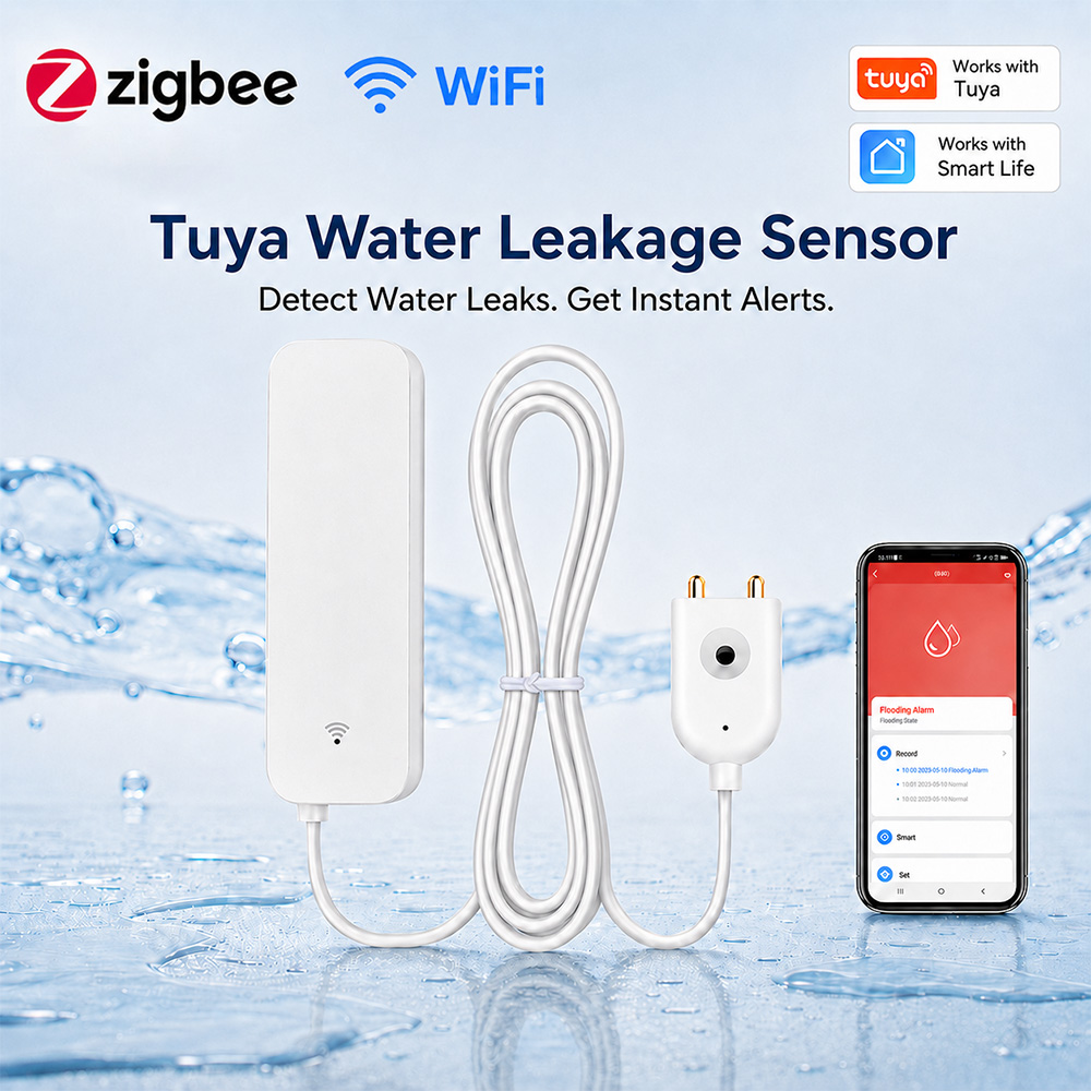 Smart Home Green - Sensore di perdite d'acqua ZigBee WiFi,