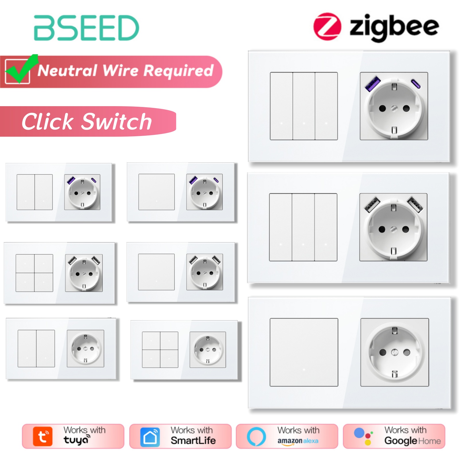 Smart Home Yellow - Interruttori ZigBee BSEED, Interruttori Intelligenti da